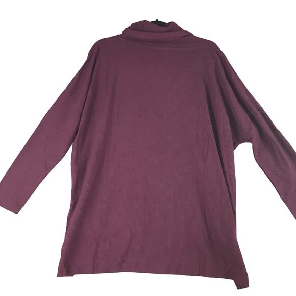 Ady P Womens Medium Oversized Tunic Sweater Maroon Cowl Neck High Low Hem NWOT - Picture 13 of 14